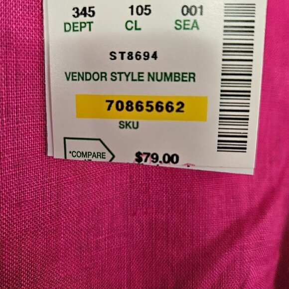 PECK & PECK Women's 100% Linen Pullover Hot Pink Casual Top Size M - Picture 5 of 7